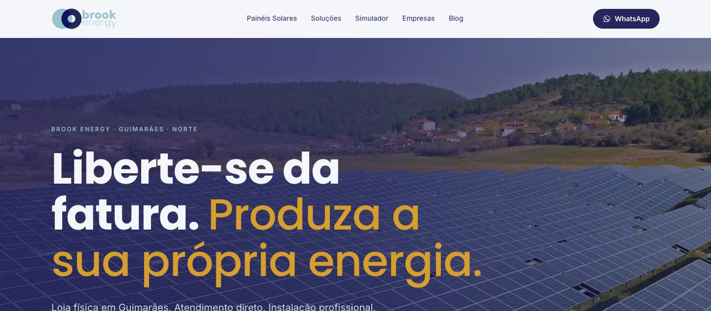 Site da Brook Energy, versão de computador