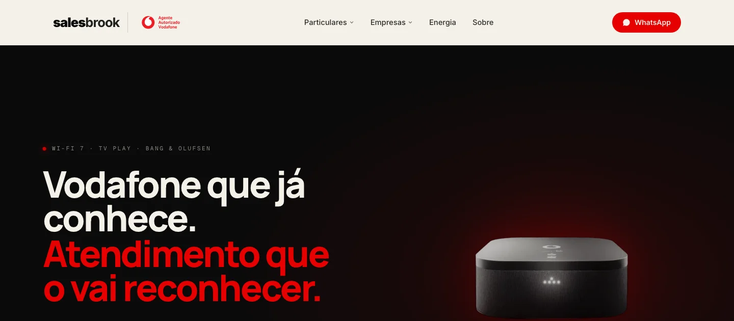 Site da Salesbrook, versão de computador
